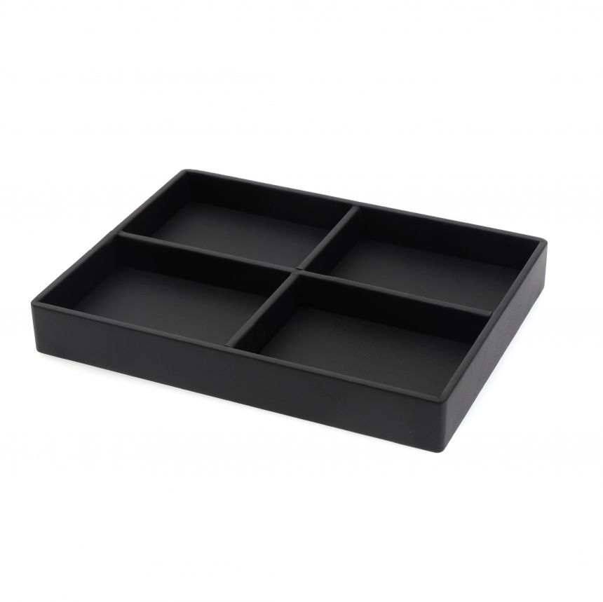 인조가죽 나눔 4칸 다용도 진열대 블랙 20x15x2.5cm