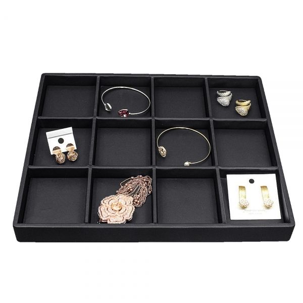 인조가죽 나눔 12칸 다용도 진열대 블랙 대 29x25x2.5cm