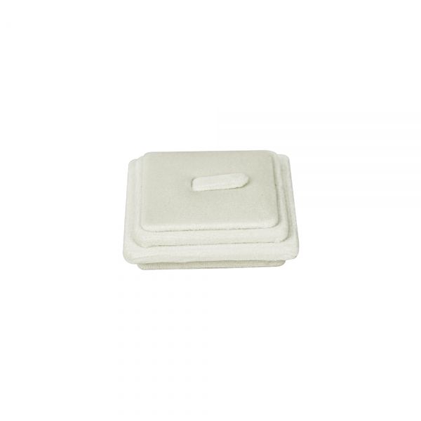 뉴 벨벳 사각3단 1구 반지 진열대 아이보리 6x6x2cm