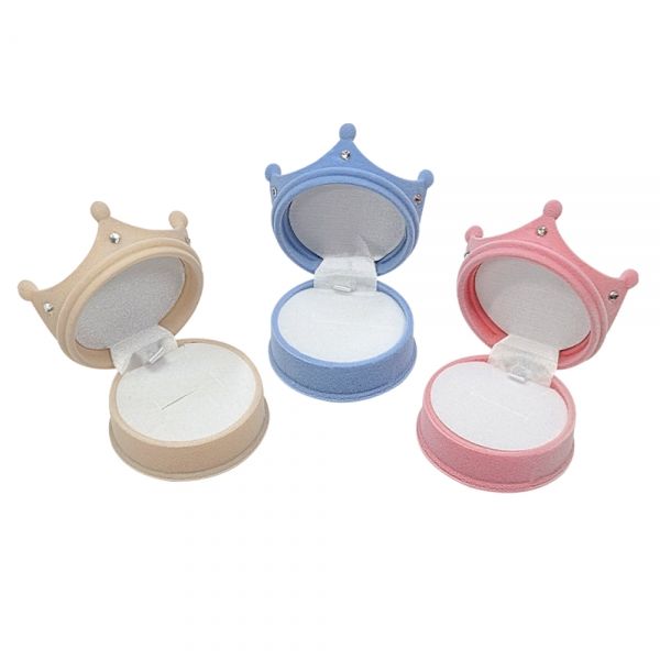 왕관 모양 왕반지 주얼리 케이스 블루 7x7x4.5cm 1개