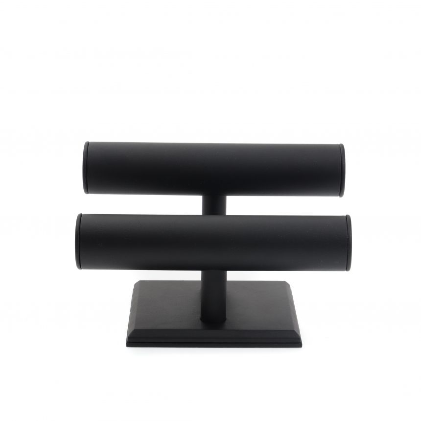 인조가죽 T자 2단 팔찌 진열대 블랙 24x15x16cm