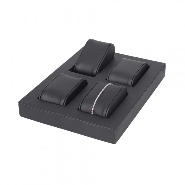 인조가죽 4칸 홀더 팔찌 시계 진열대 거치대 블랙 15x20x4cm