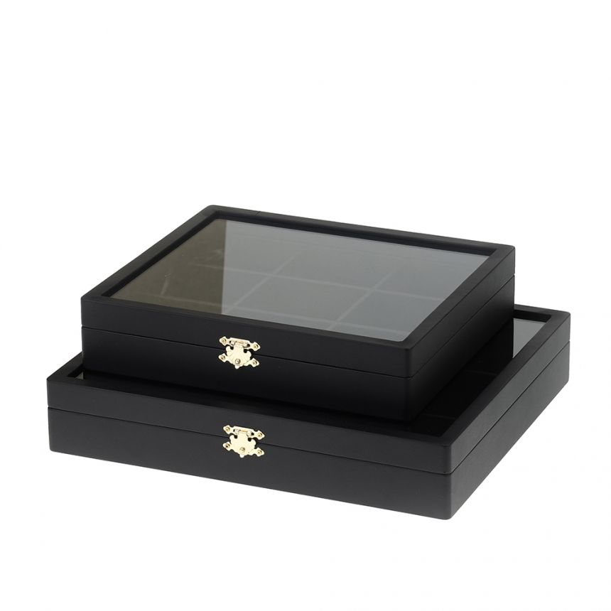 인조가죽 유리 9칸 다용도 진열대블랙 30x25x6.5