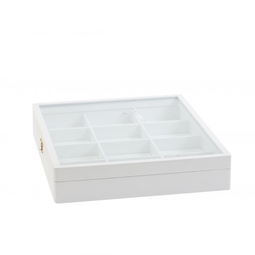 인조가죽 유리 12칸 다용도 진열대 화이트 대 35x30x6