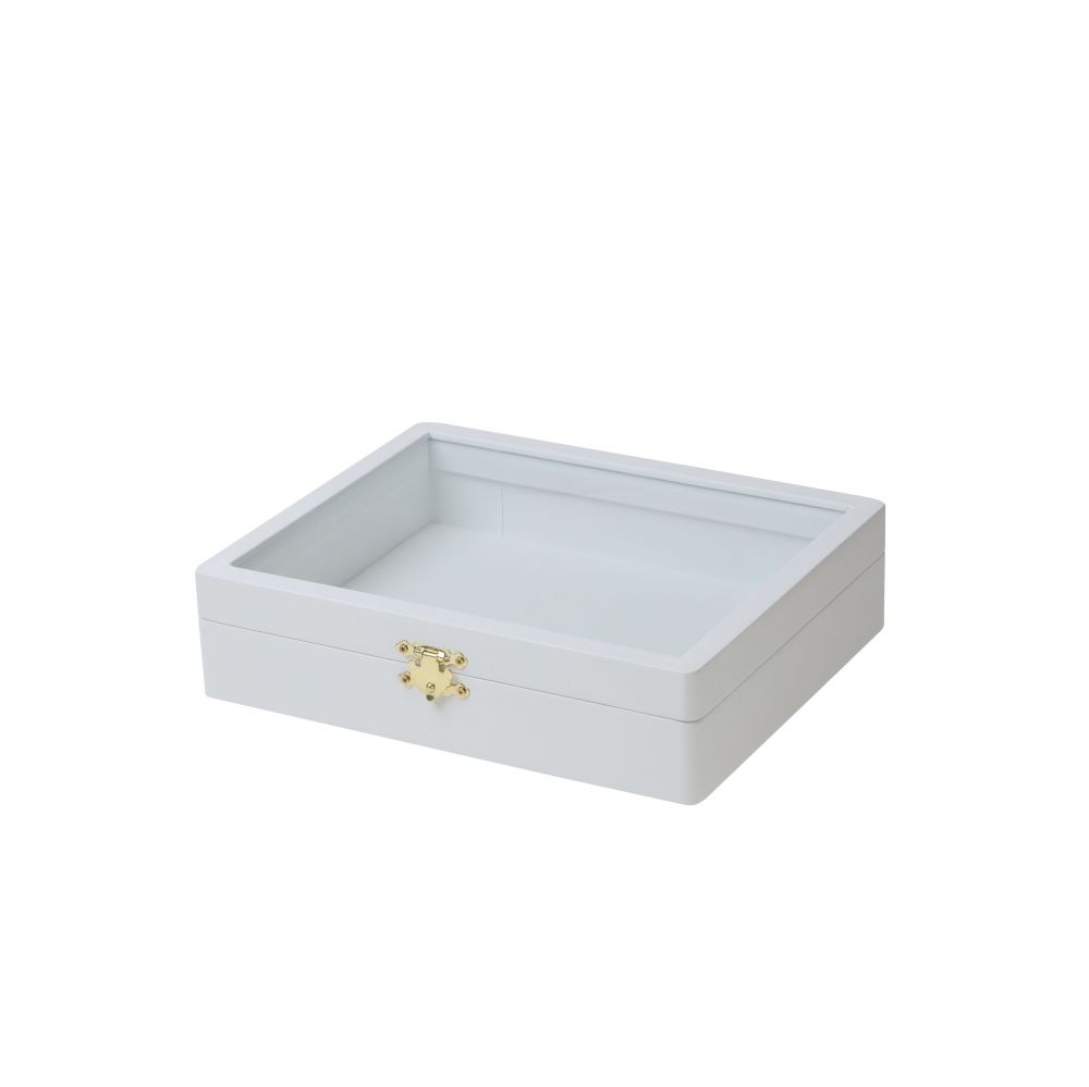 인조가죽 유리 민판 다용도 진열대 화이트 소 25x20x6