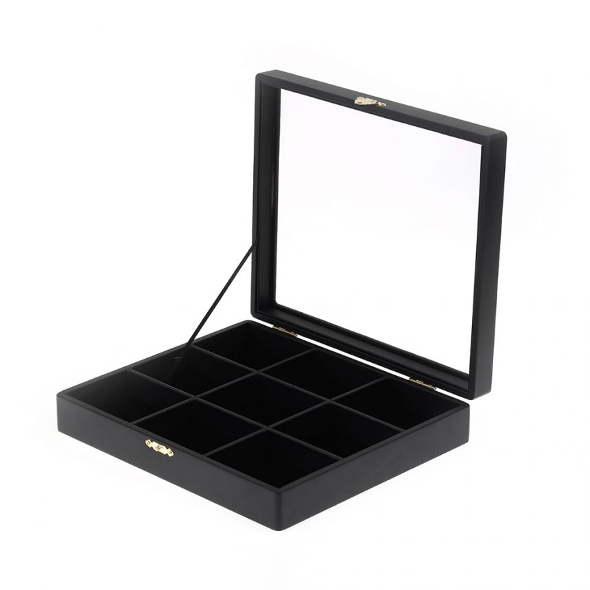 인조가죽 유리 9칸 다용도 진열대블랙 30x25x6.5