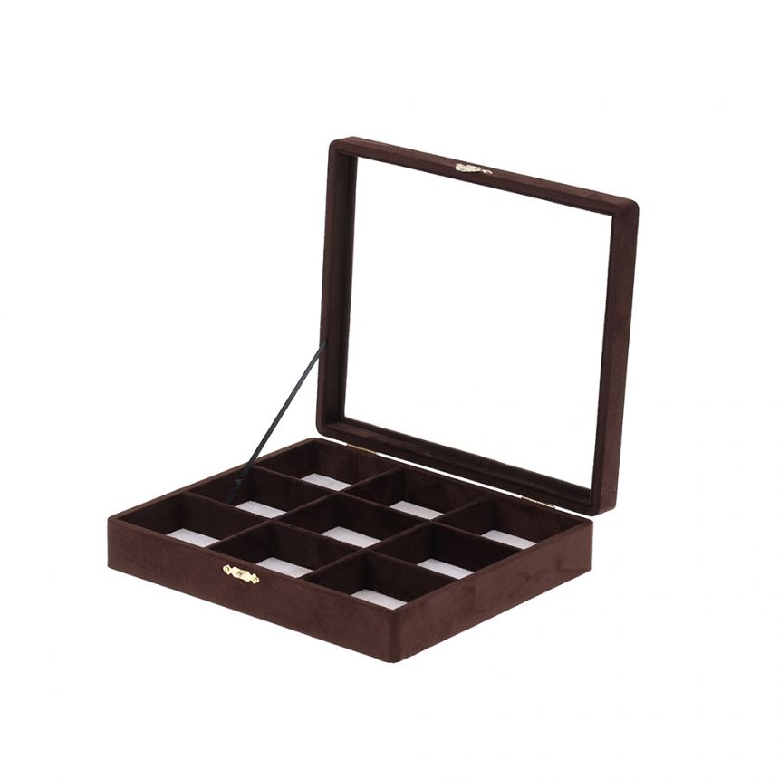 스웨이드 유리 9칸 다용도 진열대베/브 30x25x6.5
