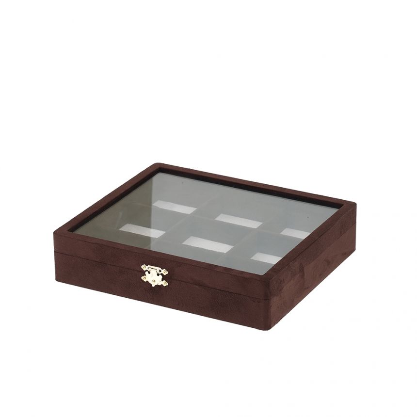 스웨이드 유리 9칸 다용도 진열대베/브 30x25x6.5