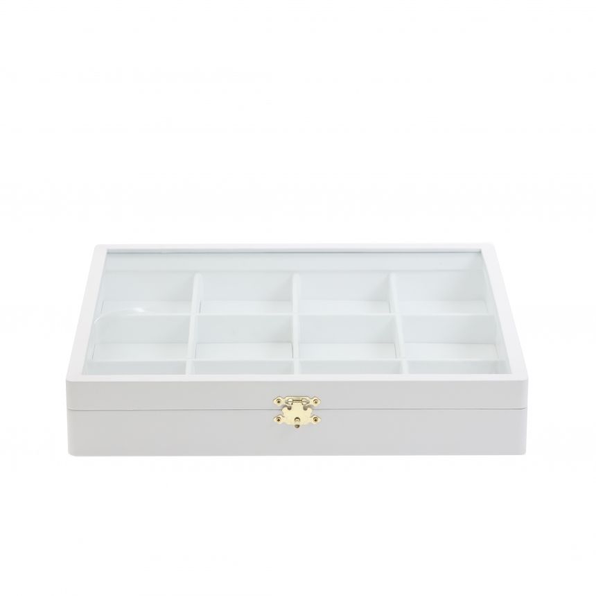 인조가죽 유리 12칸 다용도 진열대 화이트 대 35x30x6
