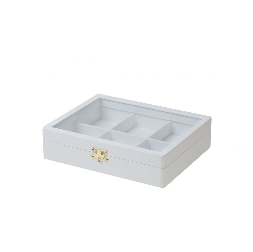 인조가죽 유리 6칸 다용도 진열대 화이트 소 25x20x6
