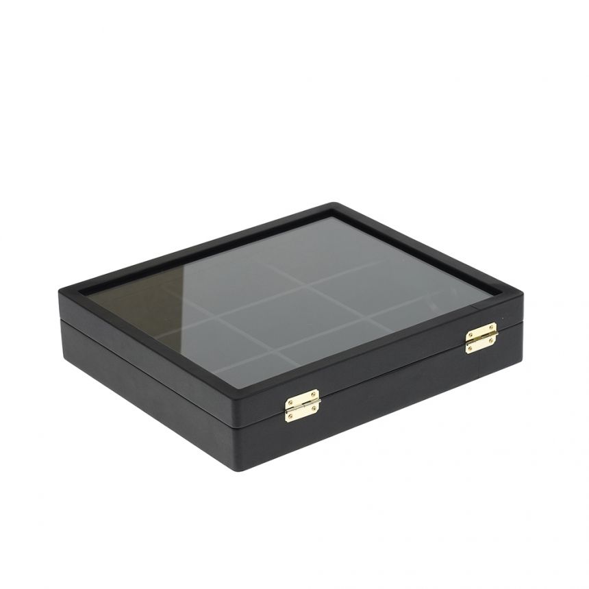 인조가죽 유리 9칸 다용도 진열대블랙 30x25x6.5