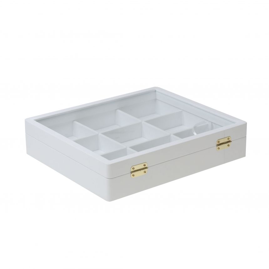 인조가죽 유리 9칸 다용도 진열대 화이트 중 29x25x6