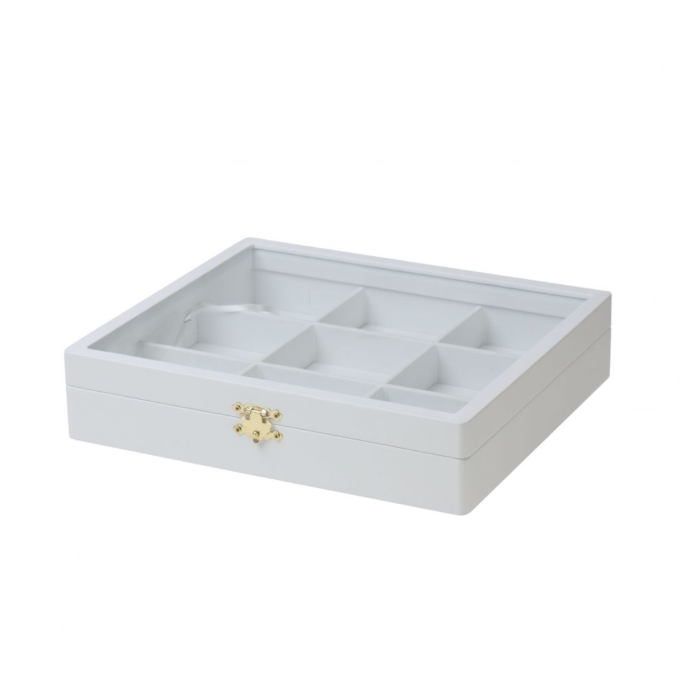 인조가죽 유리 9칸 다용도 진열대 화이트 중 29x25x6