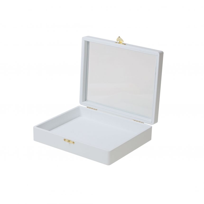 인조가죽 유리 민판 다용도 진열대 화이트 소 25x20x6