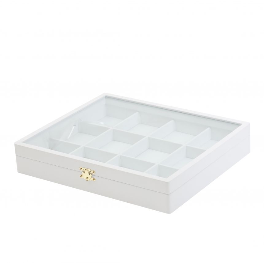 인조가죽 유리 12칸 다용도 진열대 화이트 대 35x30x6
