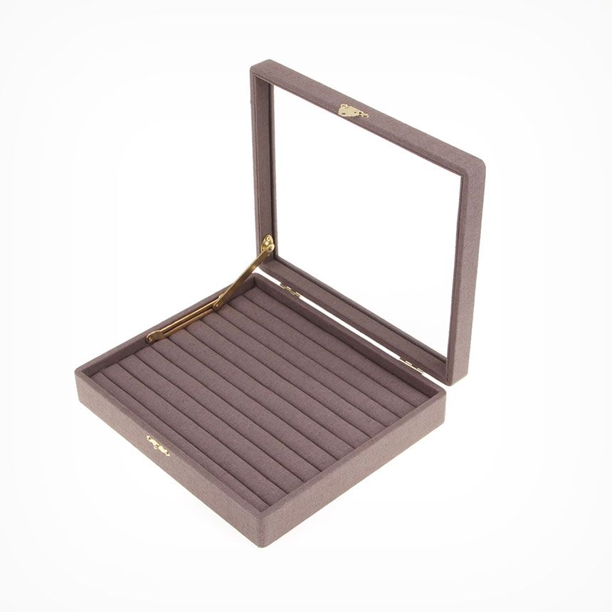 린넨 유리 10줄 반지 진열대브라운 중 30x25x6.5