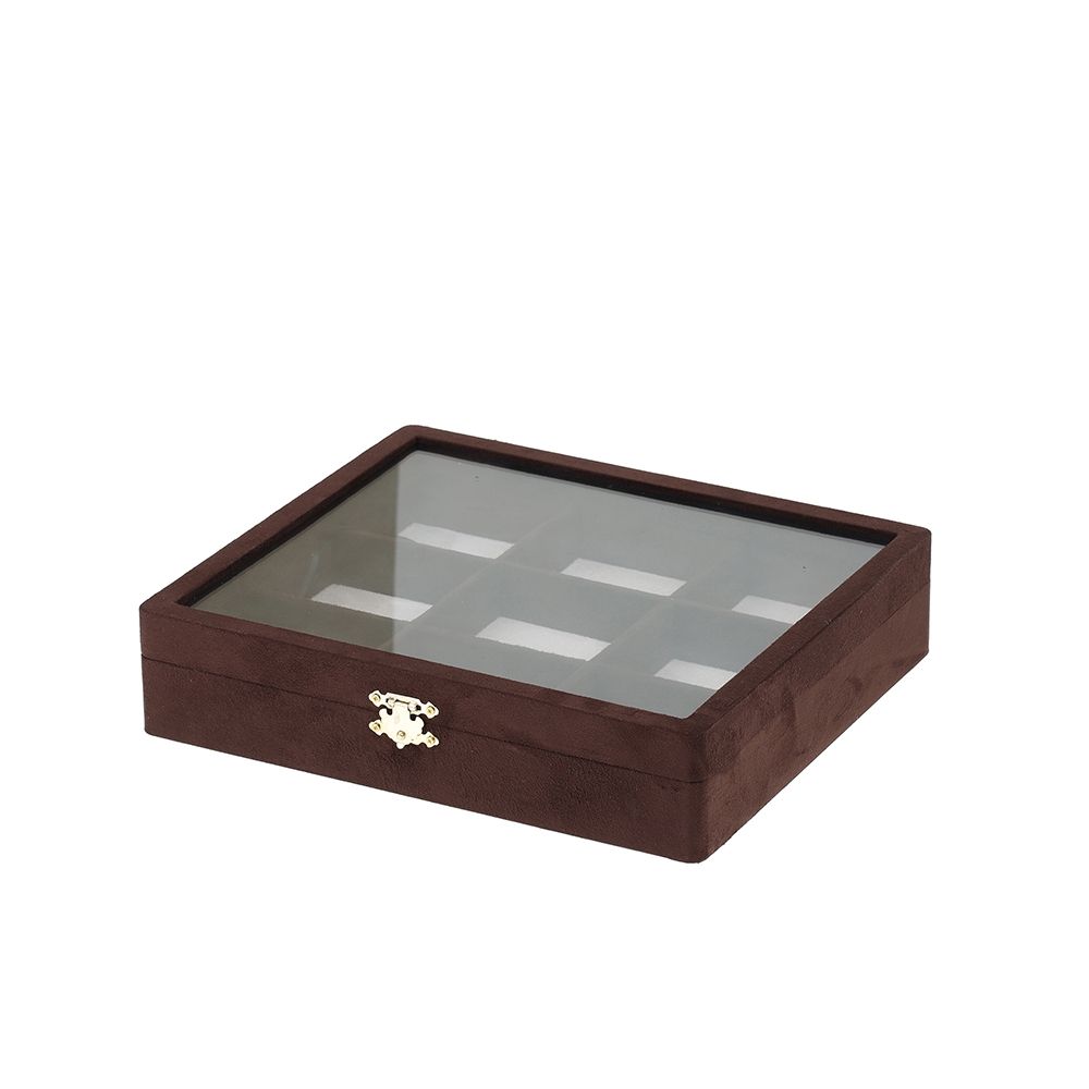 스웨이드 유리 9칸 다용도 진열대베/브 30x25x6.5