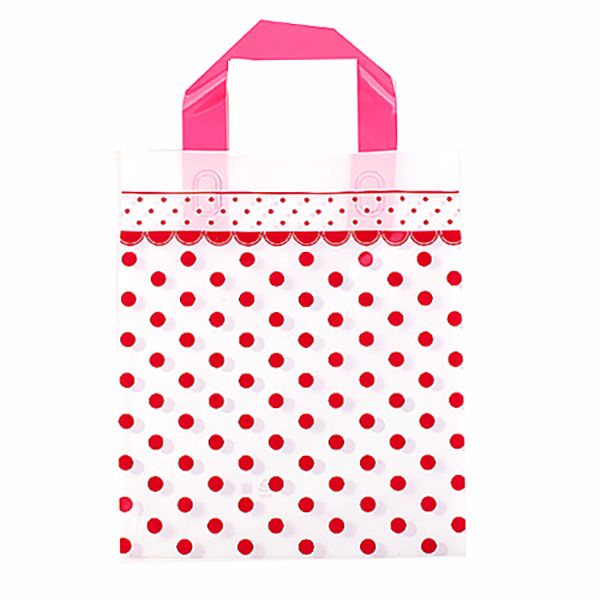 핑크 땡땡이 루프백 비닐 쇼핑백 23x27.5cm 50장
