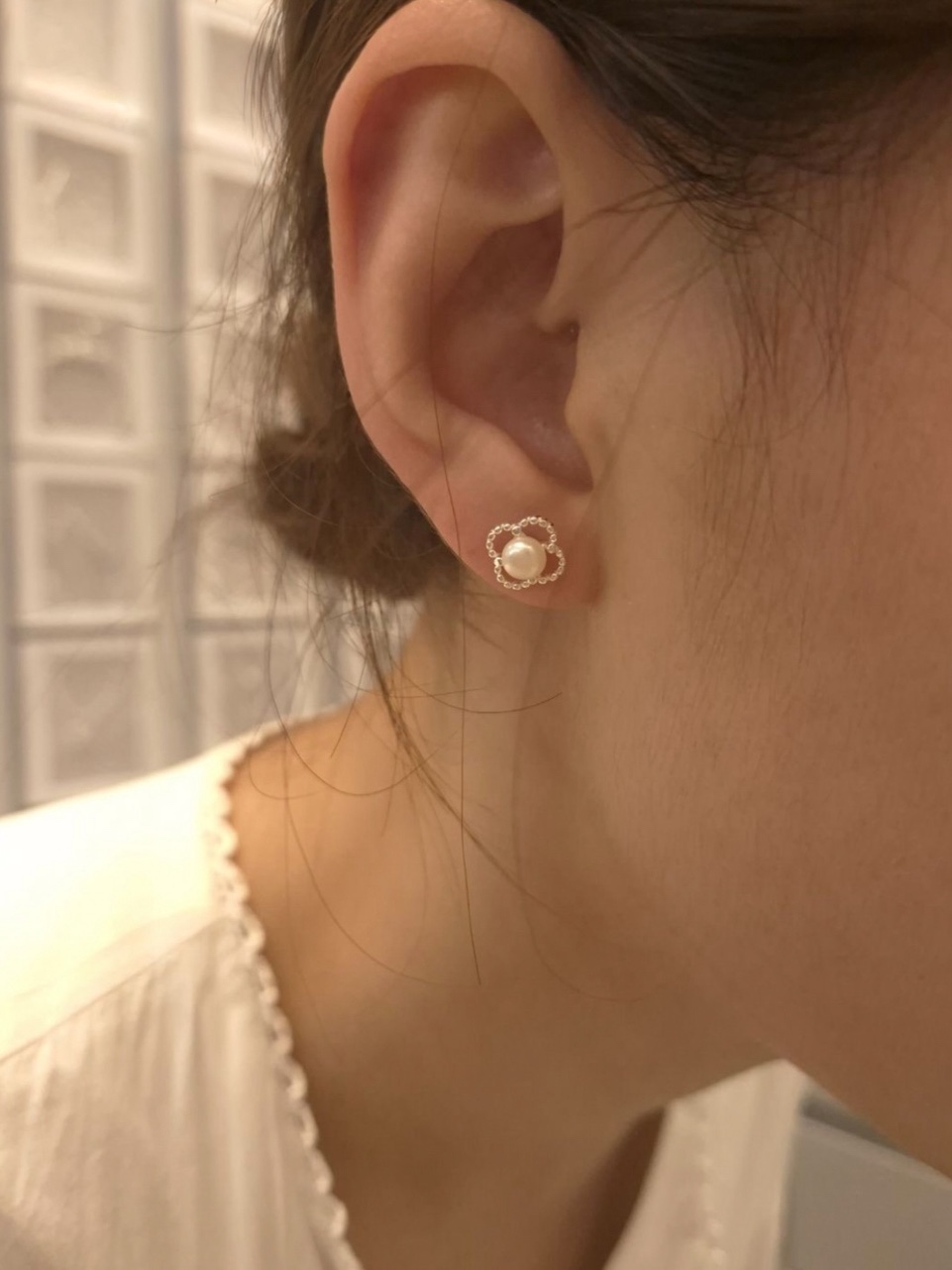 Round flower earring • silver925