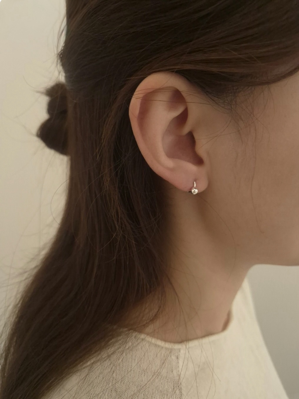 Ball one-touch earring • silver925
