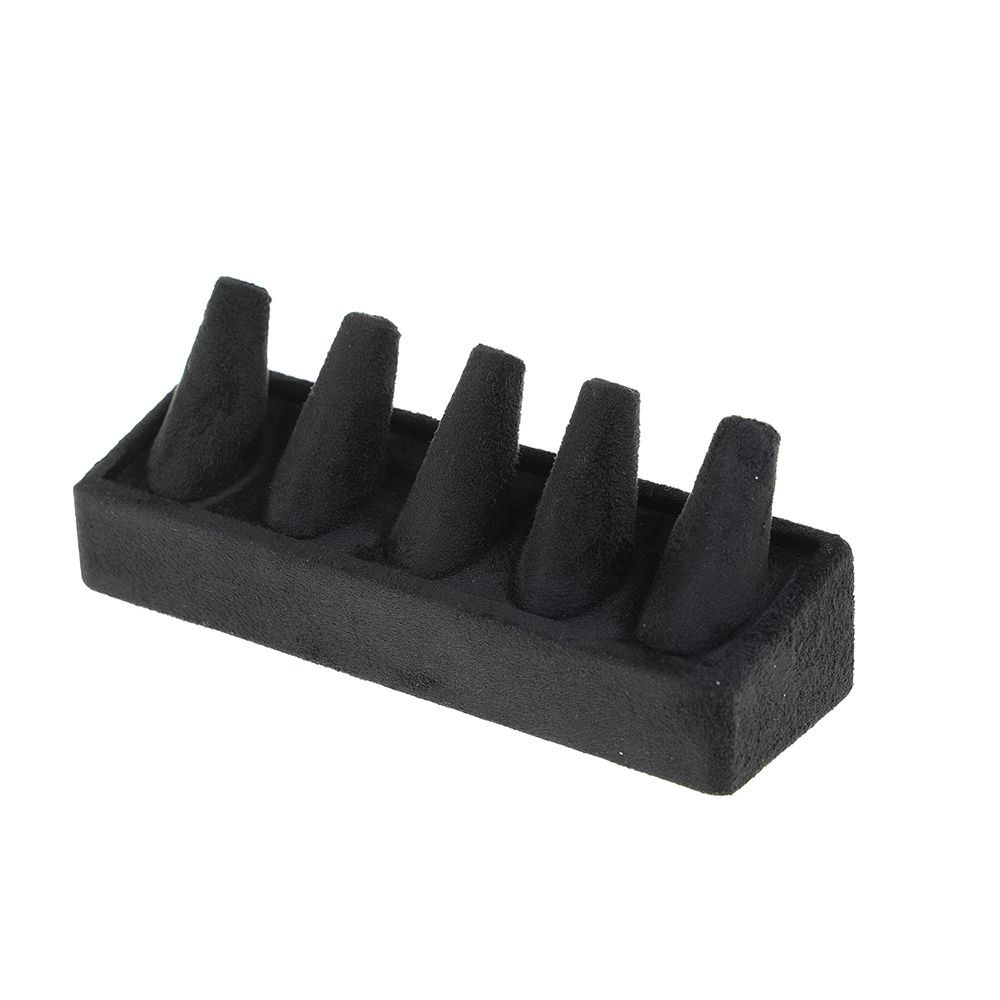 벨벳 5종 꼬깔 반지 진열대 블랙 17x5x7cm