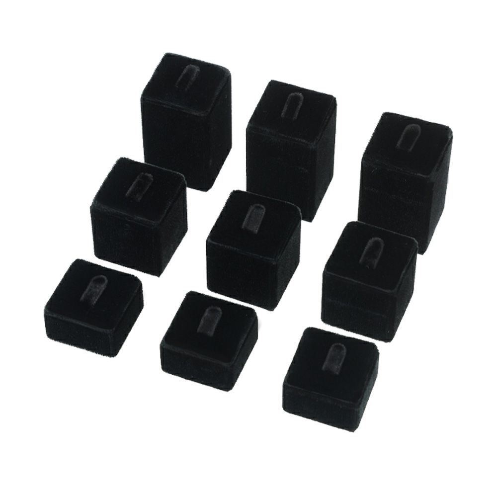 벨벳 1/9 사각 반지 진열대 블랙 12x12x5cm