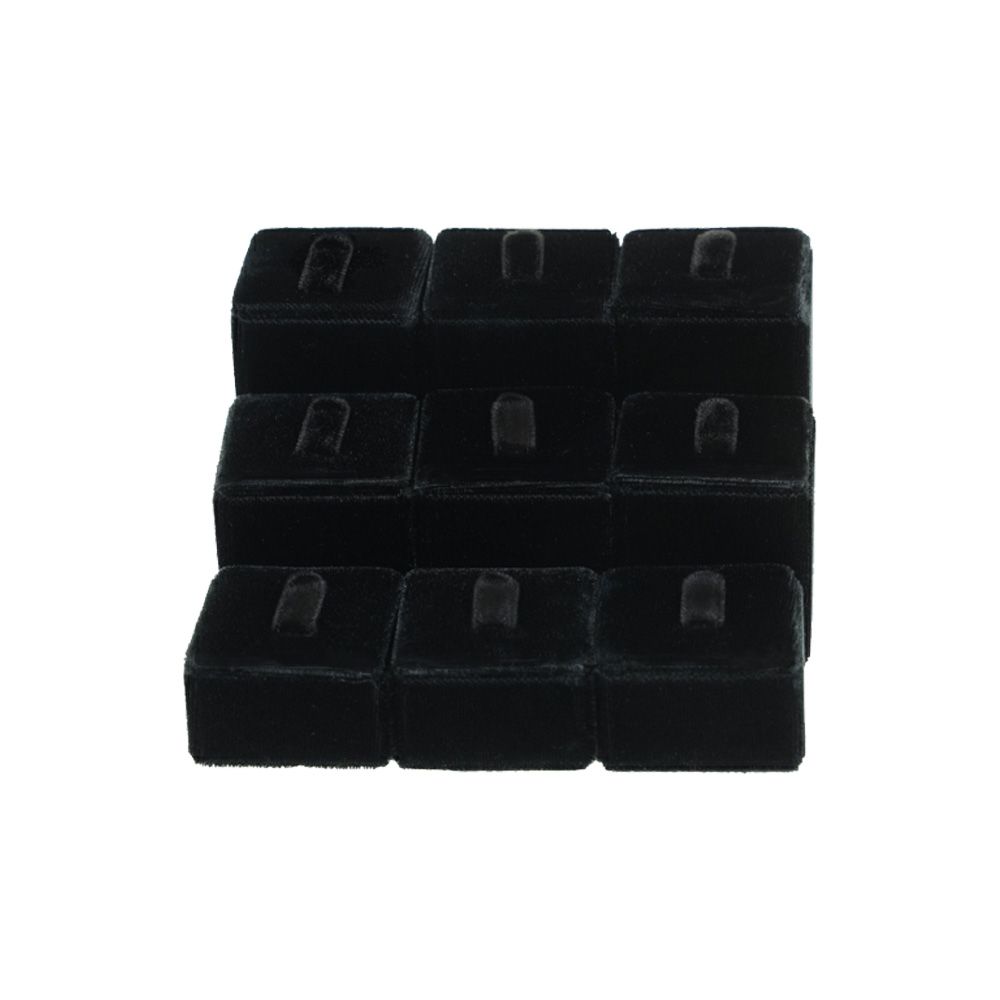 벨벳 1/9 사각 반지 진열대 블랙 12x12x5cm