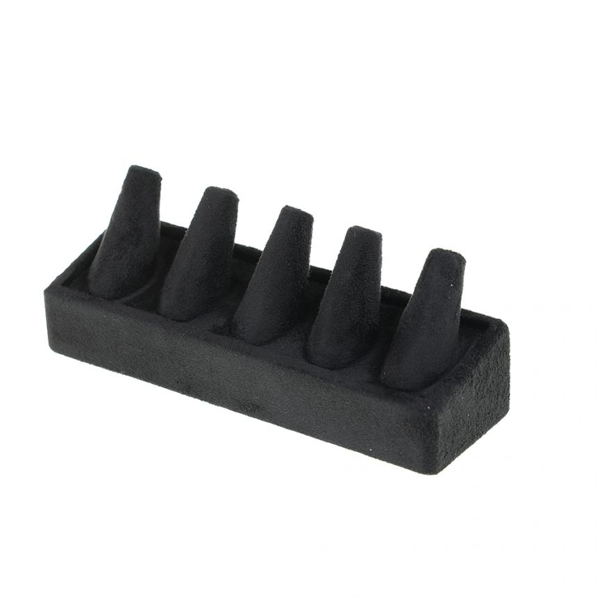 벨벳 5종 꼬깔 반지 진열대 블랙 17x5x7cm