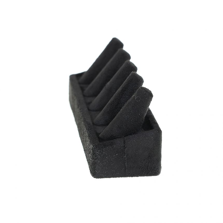 벨벳 5종 꼬깔 반지 진열대 블랙 17x5x7cm