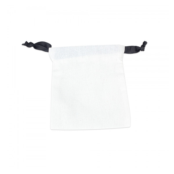 사각 검정 리본끈 면 주머니 주얼리 파우치 화이트 8 x10cm 20장