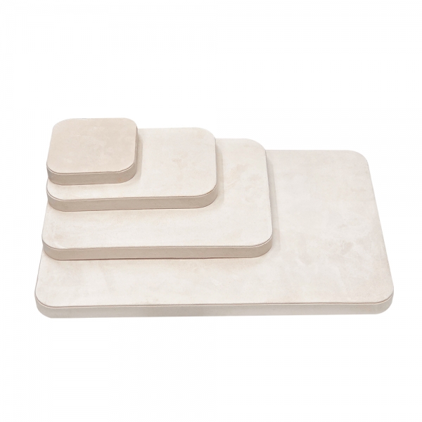 스웨이드 다용도 트레이 진열대 아이보리 12x12x2cm