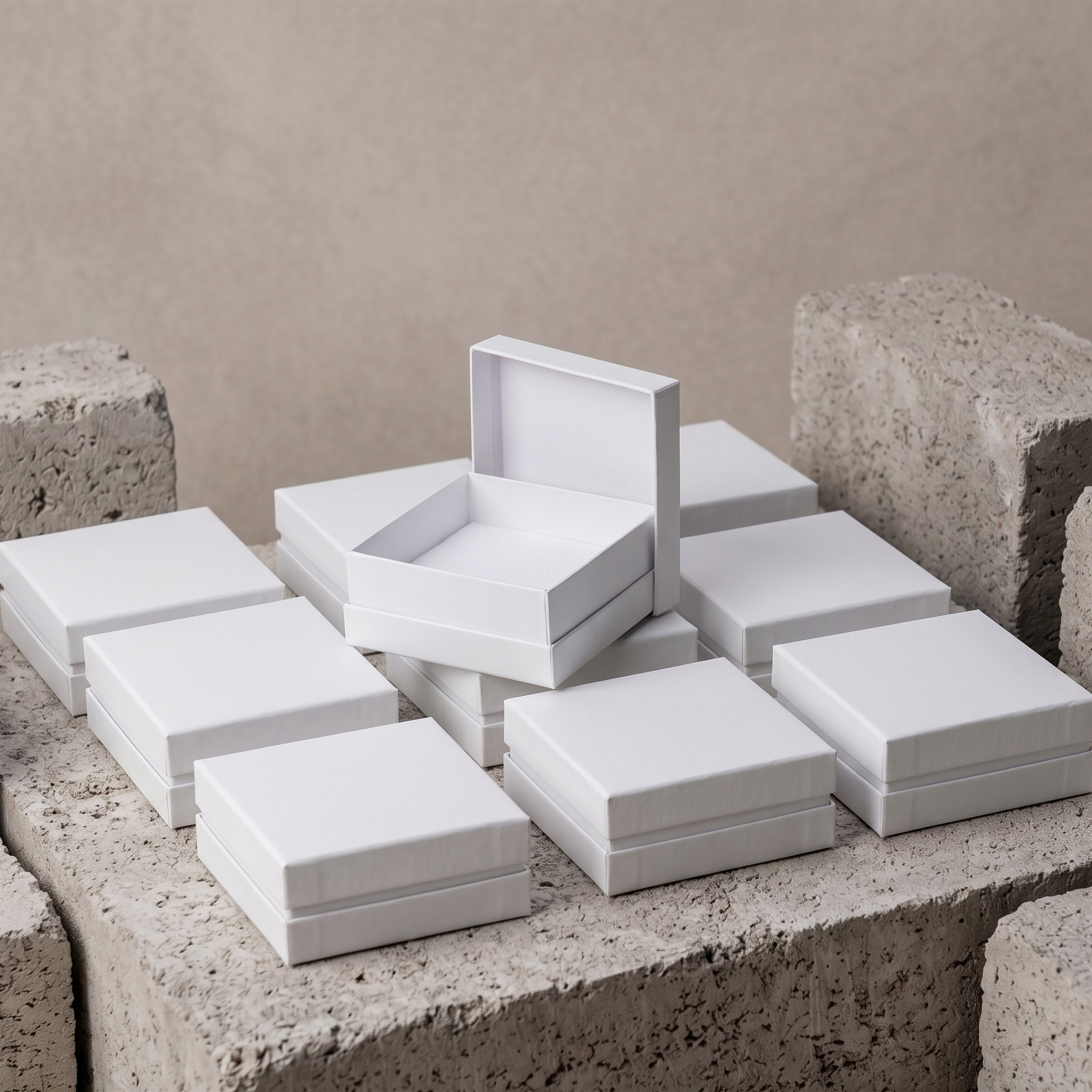 무광 더블 주얼리 케이스 액세서리 포장 선물 상자 화이트 대 9x9x4cm 10개