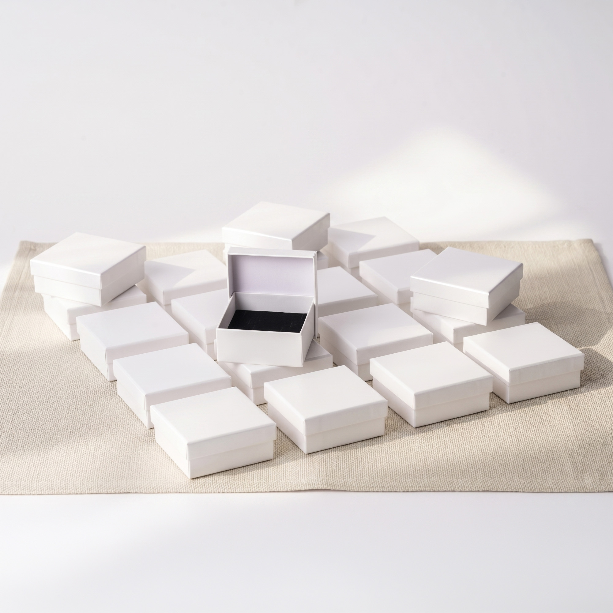 펄 정사각 주얼리 세트 케이스 상자 아이보리 8x8x3.5cm 20개