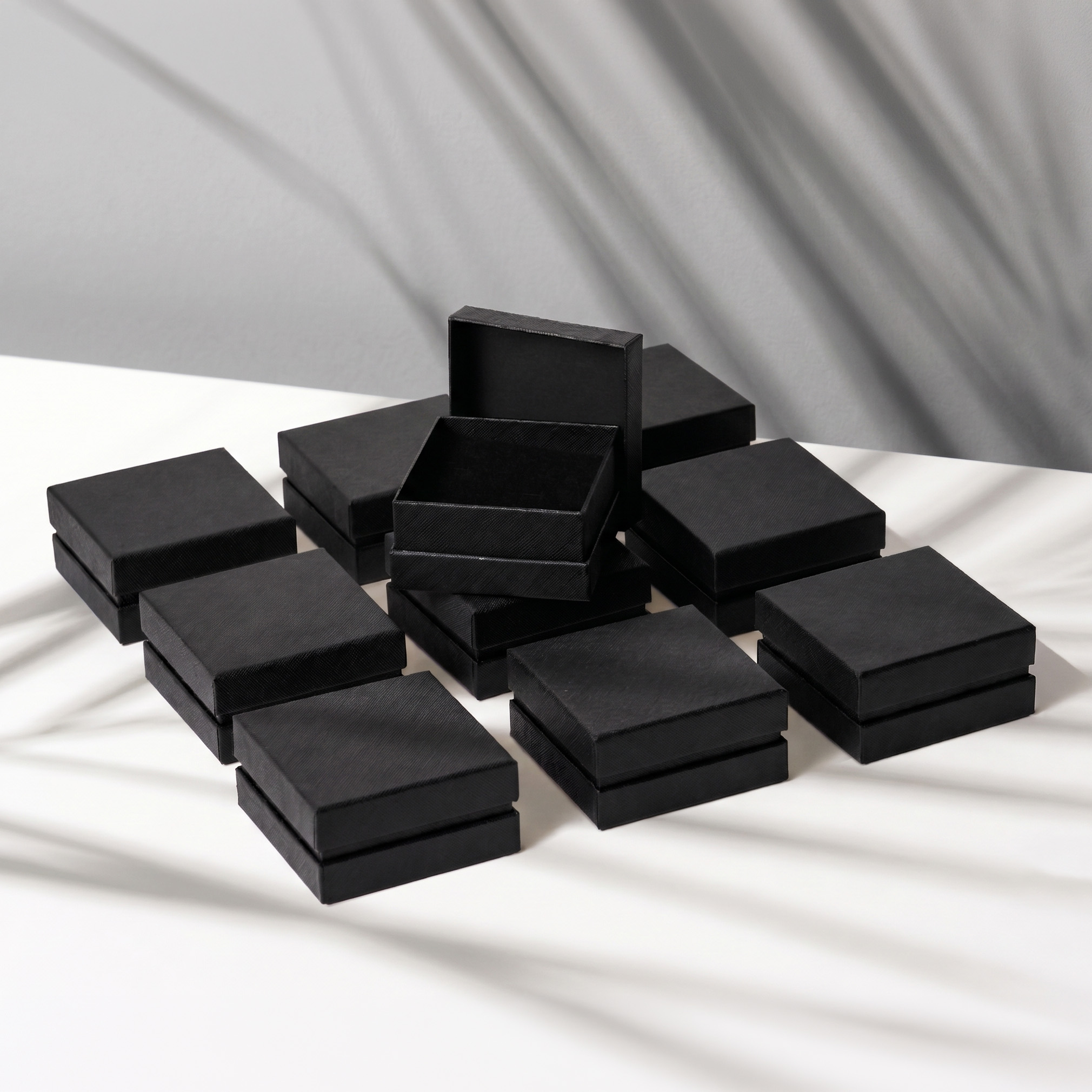 고급 투톤 주얼리 케이스 액세서리 포장 선물 상자 블랙 중 8x8x4cm 20개