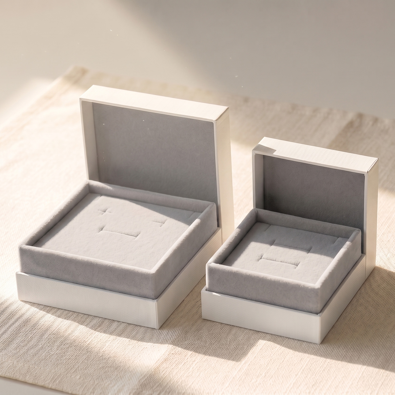 투톤 주얼리 케이스 화이트/그레이 대 10x10x4.5cm 5개
