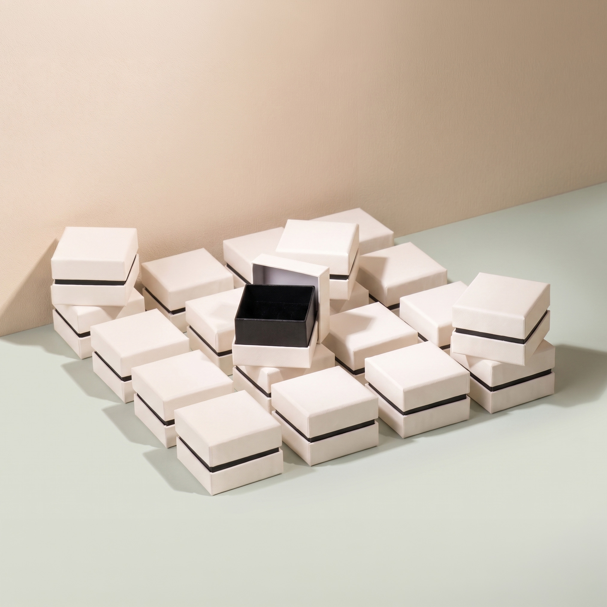 고급 투톤 주얼리 케이스 액세서리 포장 선물 상자 화이트 소 5.5x5.5x4cm 20개