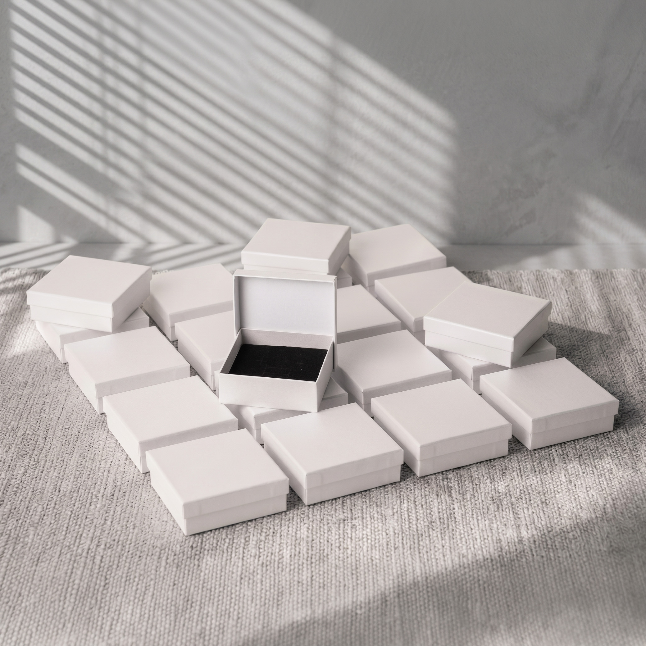 펄 정사각 주얼리 세트 케이스 상자 아이보리 10x10x3.5cm 20개