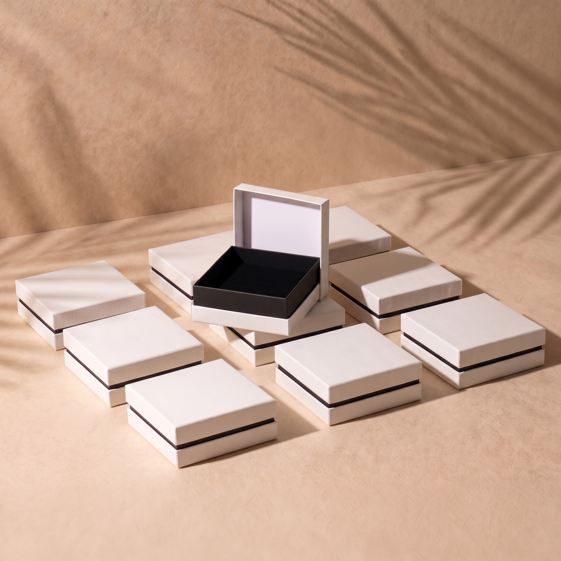 고급 투톤 주얼리 케이스 액세서리 포장 선물 상자 화이트 대 10x10x4cm 10개