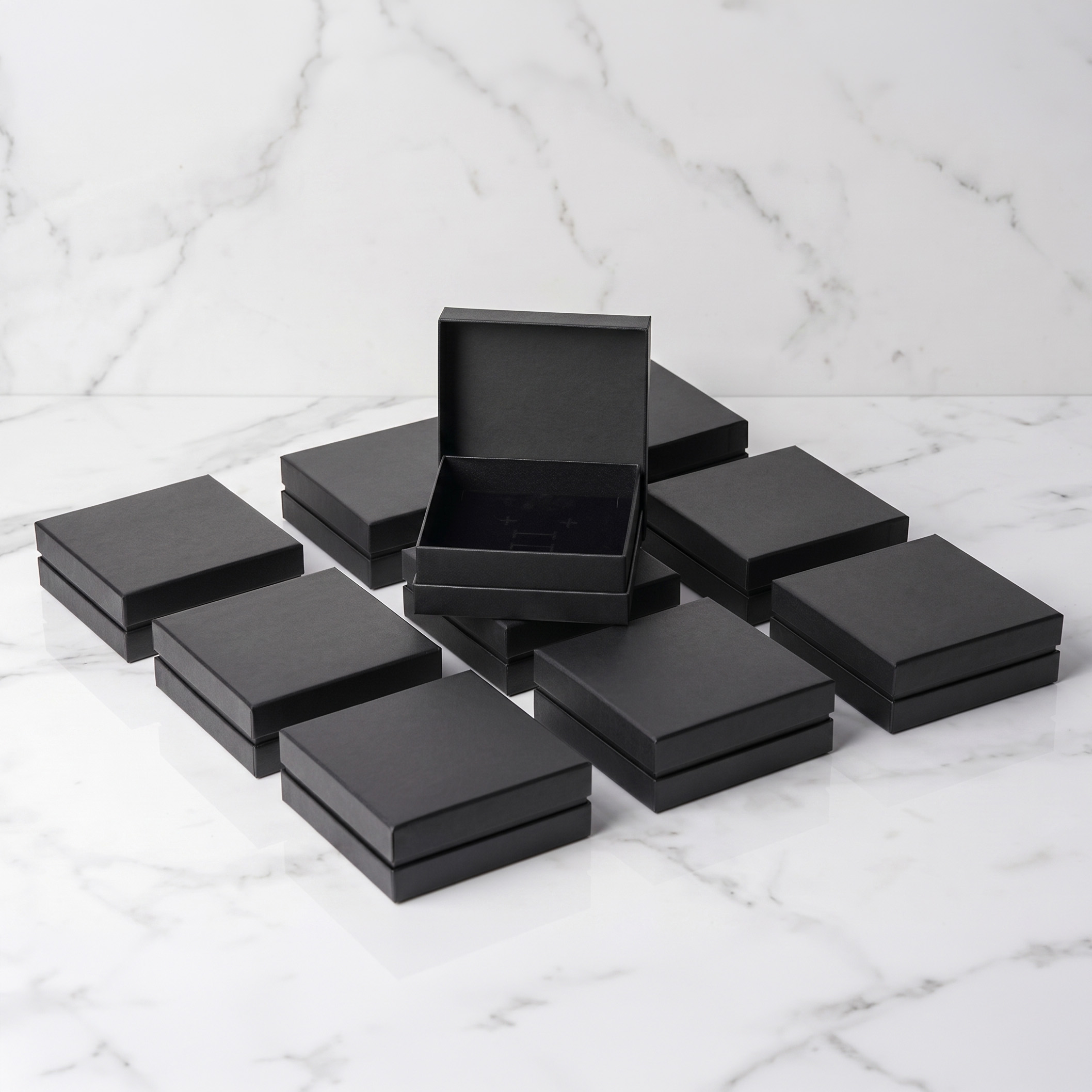 고급 투톤 주얼리 케이스 액세서리 포장 선물 상자 블랙 대 10x10x4cm 10개