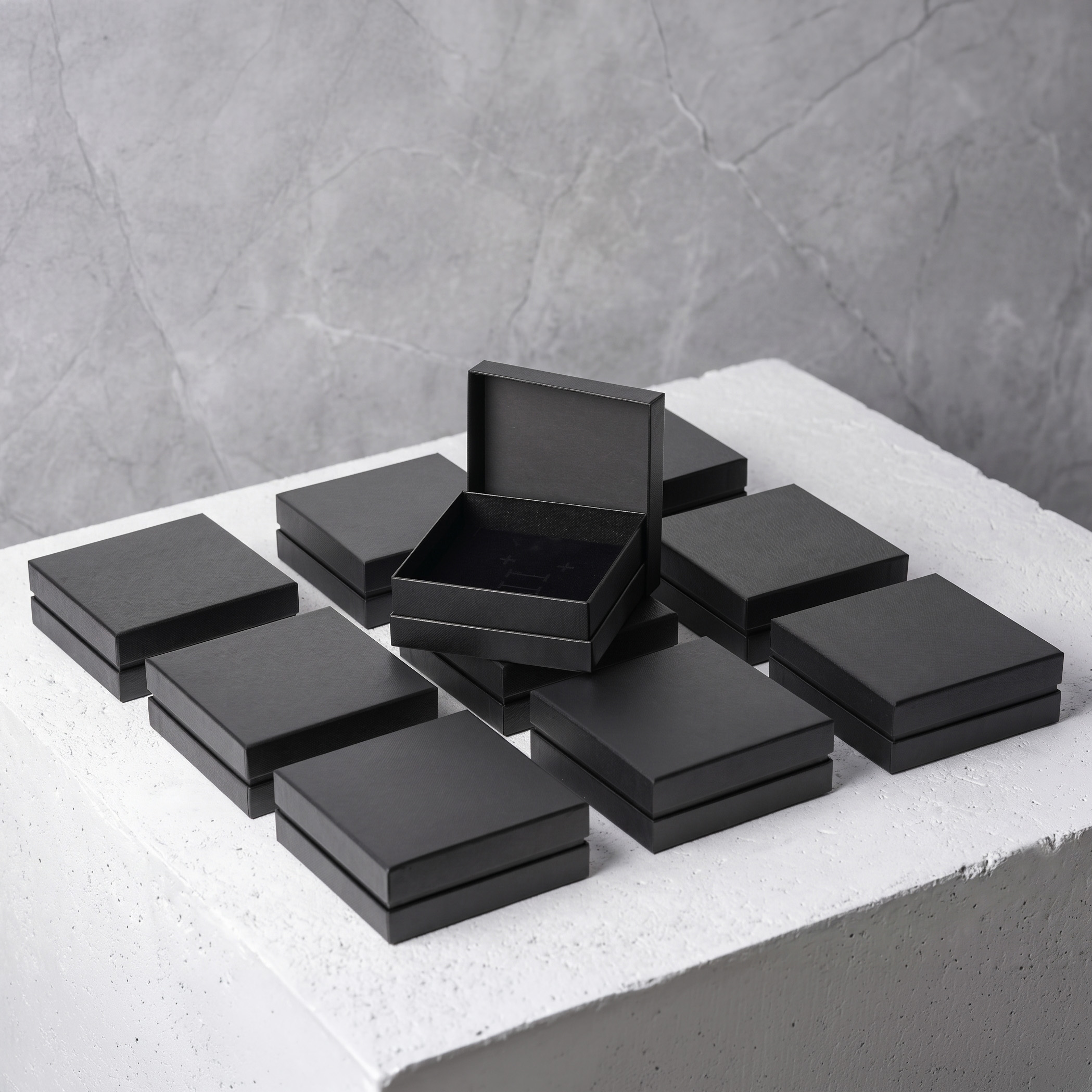고급 투톤 주얼리 케이스 액세서리 포장 선물 상자 블랙 특대 13x13x5cm 10개 1판