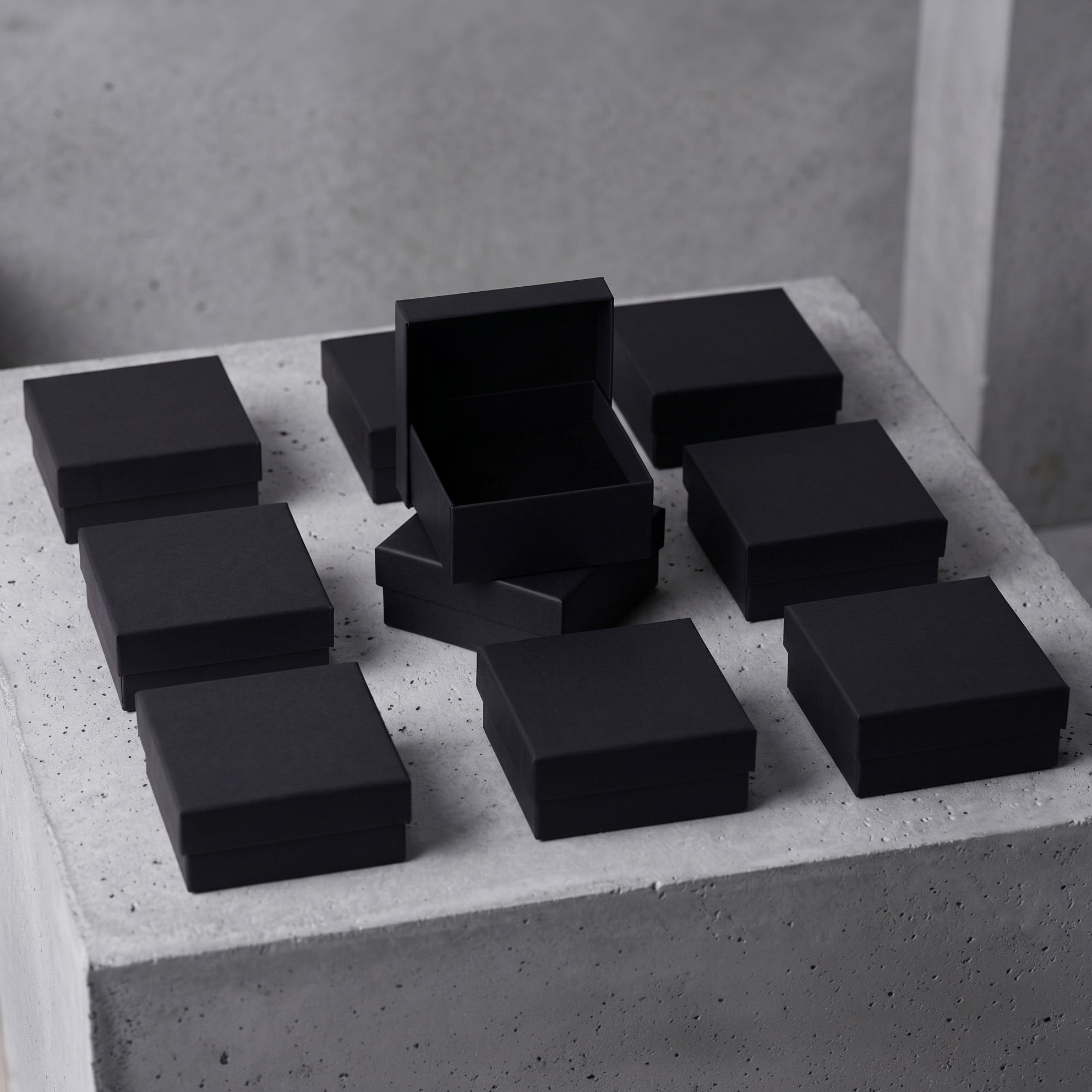 고급 정사각 주얼리 세트 케이스 상자 블랙 8x8x3.5cm 20개