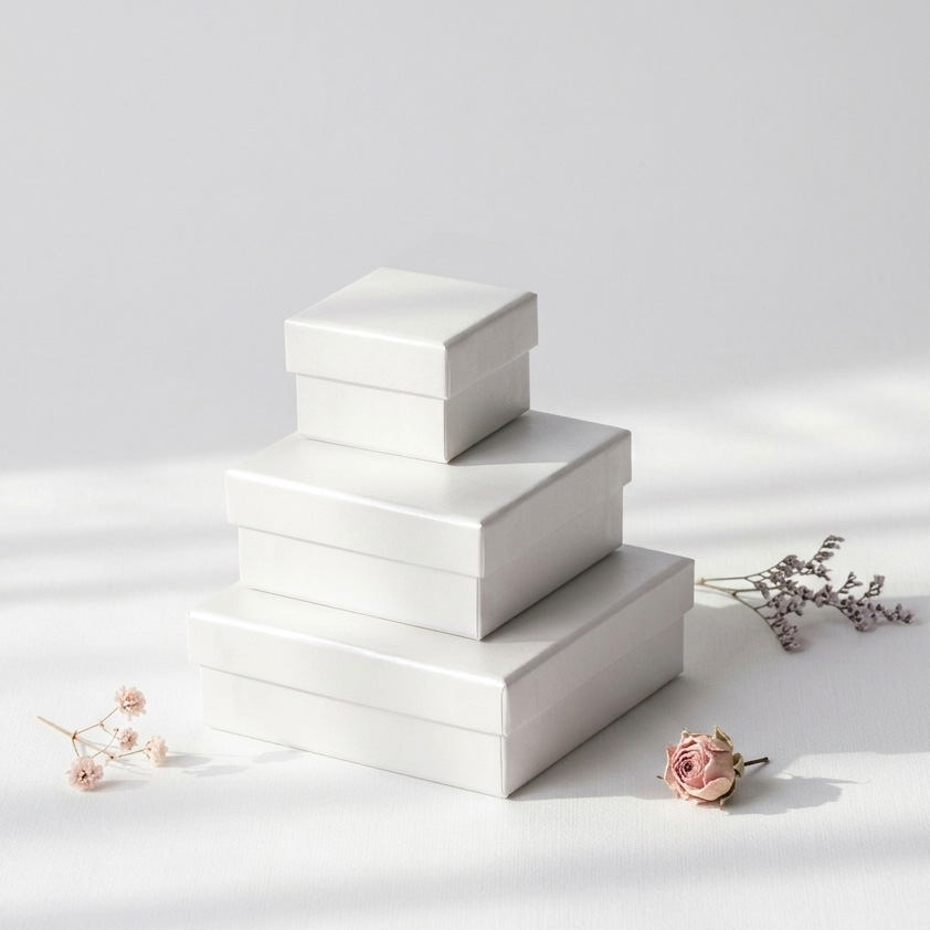 펄 정사각 주얼리 세트 케이스 상자 아이보리 10x10x3.5cm 20개