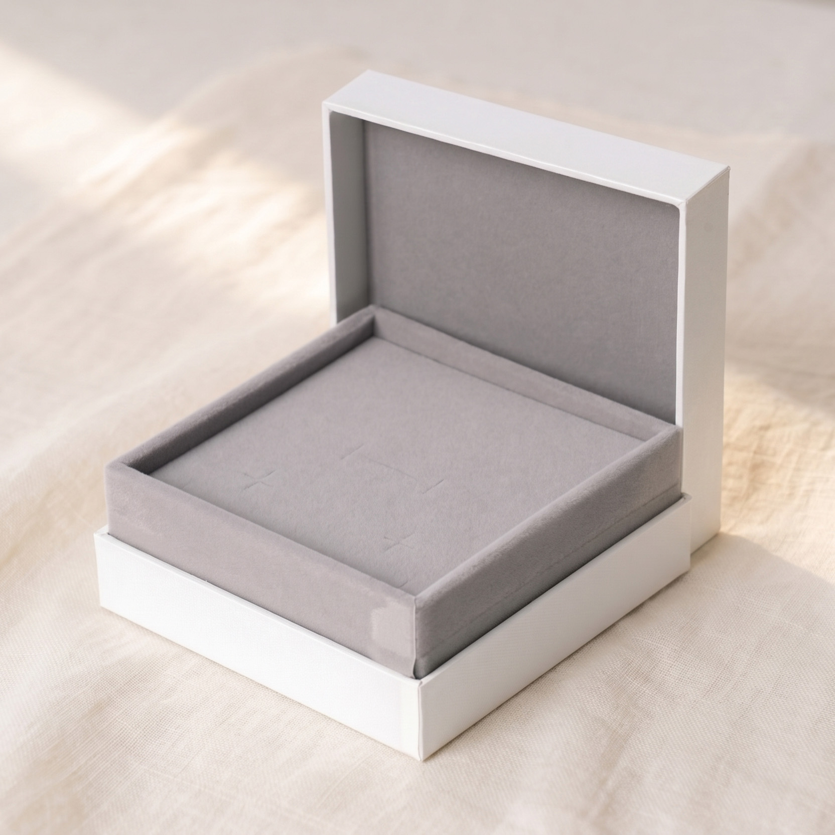 투톤 주얼리 케이스 화이트/그레이 대 10x10x4.5cm 5개