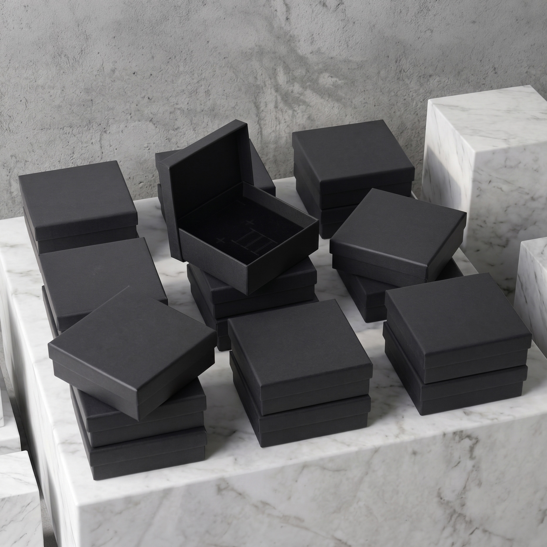 고급 정사각 주얼리 세트 케이스 상자 블랙 10x10x3.5cm 20개