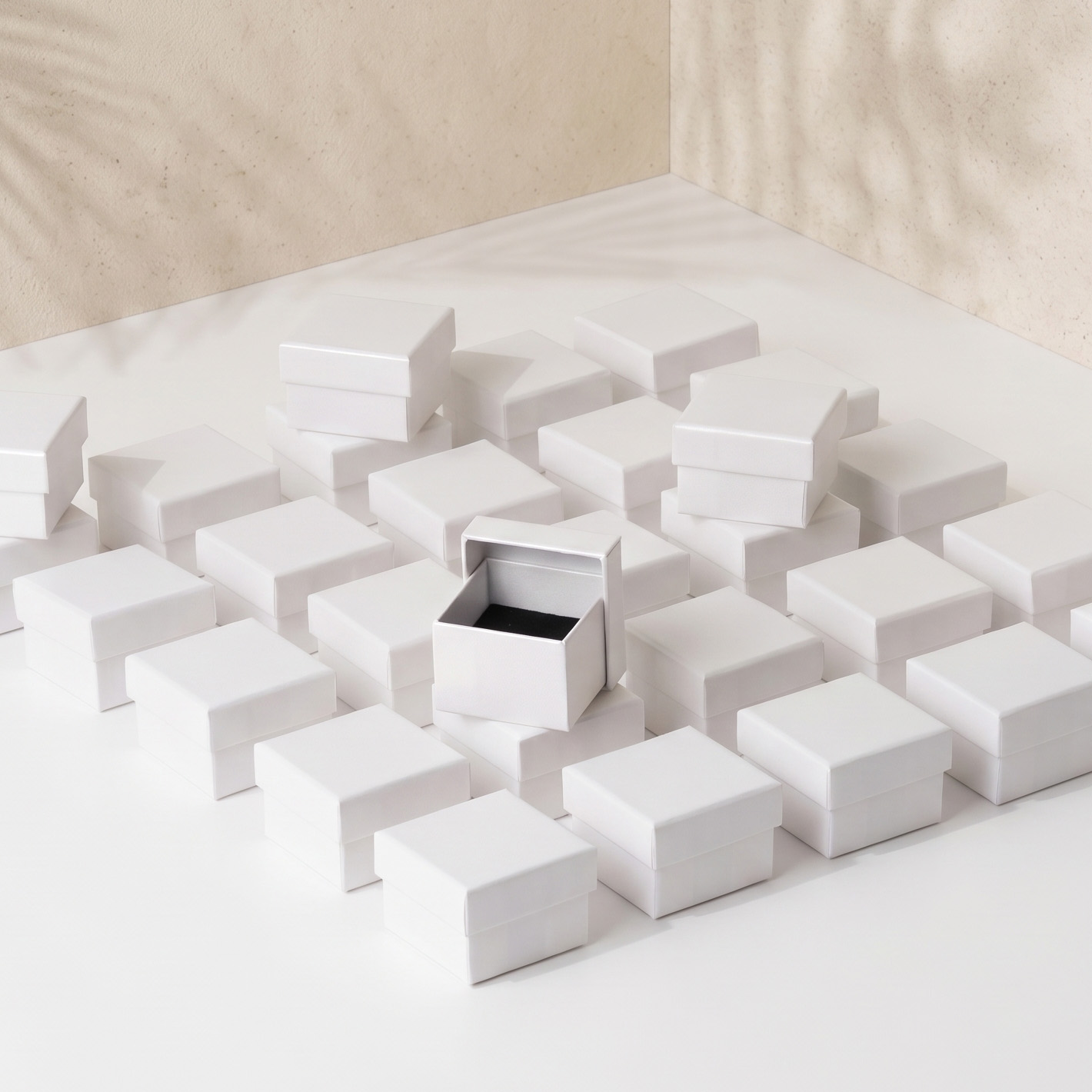 펄 정사각 주얼리 왕반지 케이스 상자 아이보리 5x5x3.5cm 30개