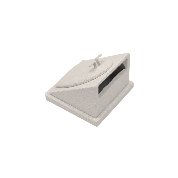 린넨 사각 경사 목걸이 귀걸이 세트 진열대 베이지 10x10x7.5cm