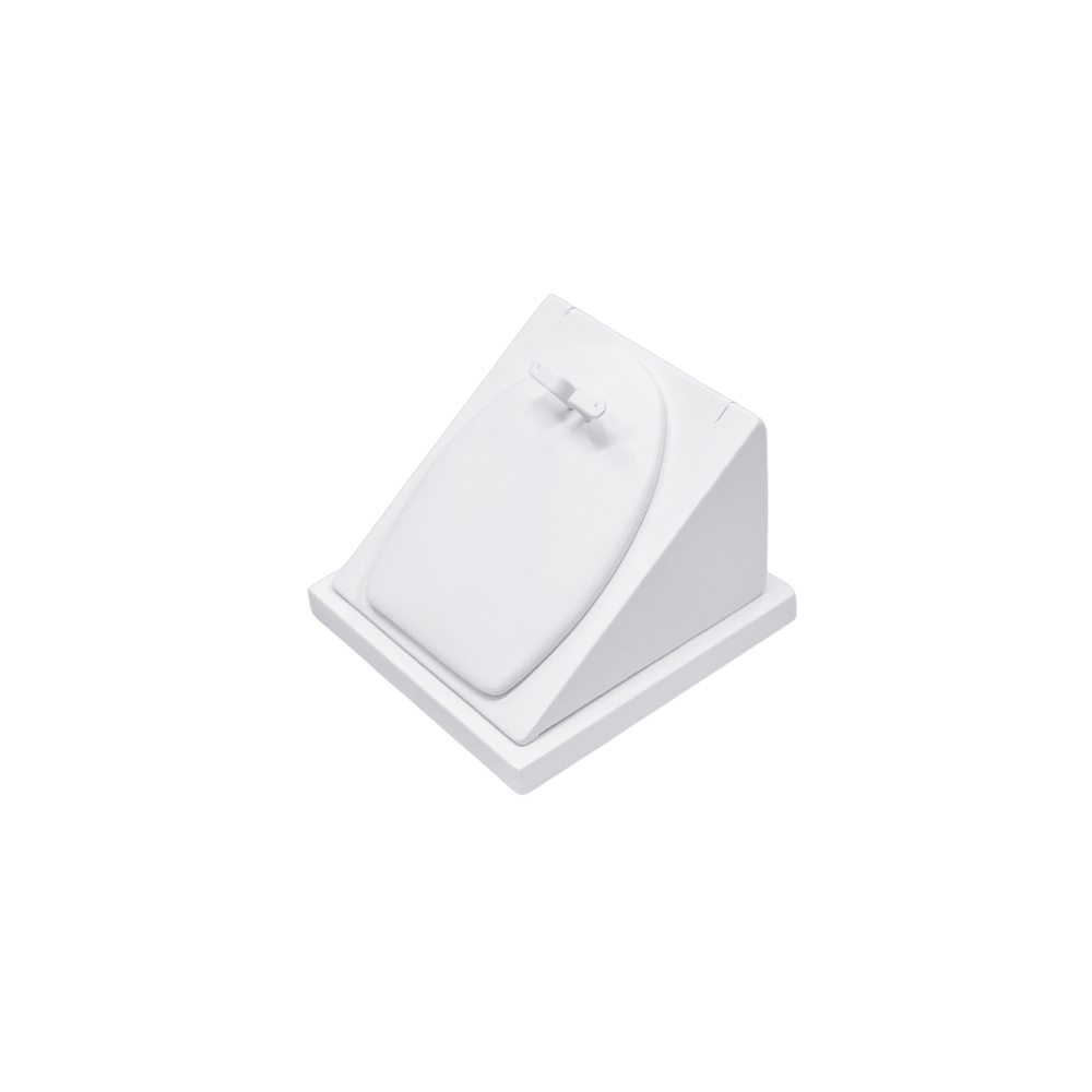 인조가죽 사각 경사 목걸이 귀걸이 세트 진열대 화이트 10x10x7.5cm