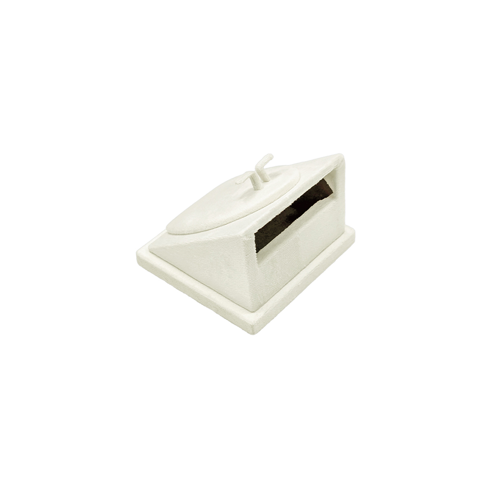 뉴벨벳 사각 경사 목걸이 귀걸이 세트 진열대 아이보리 10x10x7.5cm