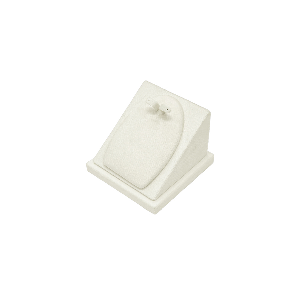 뉴벨벳 사각 경사 목걸이 귀걸이 세트 진열대 아이보리 10x10x7.5cm