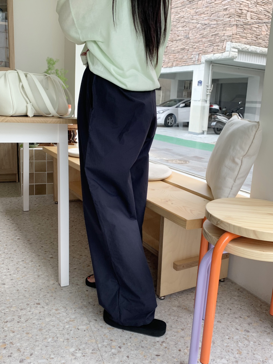 포비 밴딩 코튼 와이드 롱 팬츠 (3col) / 로웰샵